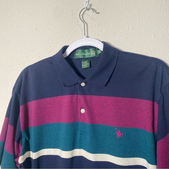 Vintage Knights Of Round Table Striped Color Block Polo Shirt Men's Size Large - Picture 12 of 15